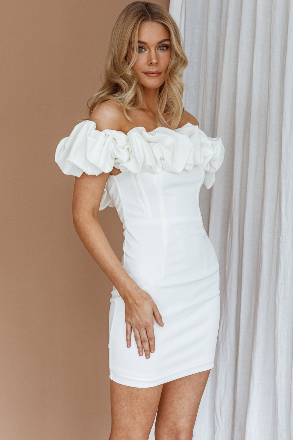 Always Yours Off-Shoulder Mini Dress White