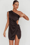 Lyon Ruched Cut Out Mini Dress Black