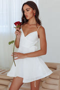 Kalinda Rose Accent Mini Dress Crepe White